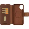 Decoded Echt Leren 2-in-1 Book Wallet Case hoesje voor Apple iPhone 16 - Tan 5