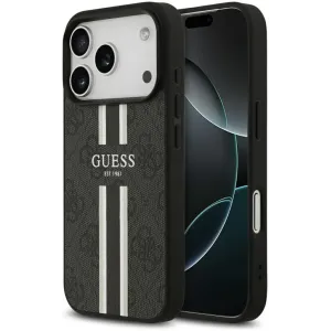 Guess 4G Printed Stripes Hard Case Back Cover hoesje met MagSafe voor Apple iPhone 17 Pro Max - Zwart