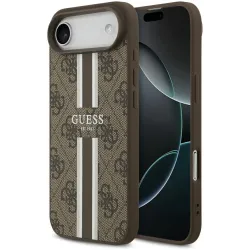 Guess 4G Printed Stripes Hard Case Back Cover hoesje met MagSafe voor Apple iPhone Air - Bruin