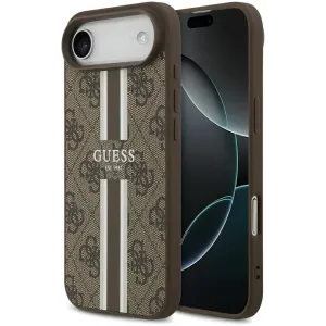 Guess 4G Printed Stripes Hard Case Back Cover hoesje met MagSafe voor Apple iPhone Air - Bruin