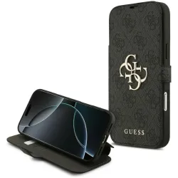Guess 4G Big Metal Logo Book Wallet Case hoesje voor Apple iPhone 17 Pro Max - Zwart