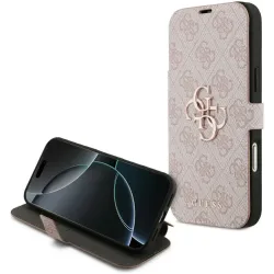 Guess 4G Big Metal Logo Book Wallet Case hoesje voor Apple iPhone 17 Pro Max - Roze