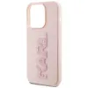 Karl Lagerfeld 3D Rubber Glitter Logo Back Cover hoesje voor Apple iPhone 15 Pro - Roze 5