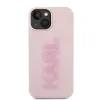 Karl Lagerfeld 3D Rubber Glitter Logo Back Cover hoesje voor Apple iPhone 15 - Roze 2