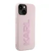 Karl Lagerfeld 3D Rubber Glitter Logo Back Cover hoesje voor Apple iPhone 15 - Roze 3
