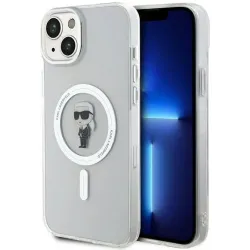 Karl Lagerfeld IML Ikonik Back Cover hoesje met MagSafe voor Apple iPhone 15 Plus/14 Plus - Transparant