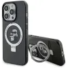 Karl Lagerfeld Ring Stand Karl & Choupette Hard Case Back Cover hoesje met MagSafe voor Apple iPhone 15 Pro - Zwart