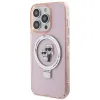 Karl Lagerfeld Ring Stand Karl & Choupette Hard Case Back Cover hoesje met MagSafe voor Apple iPhone 15 Pro - Roze 3