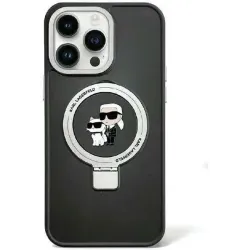 Karl Lagerfeld Ring Stand Karl & Choupette Hard Case Back Cover hoesje met MagSafe voor Apple iPhone 15 Plus/14 Plus - Zwart