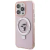 Karl Lagerfeld Ring Stand Karl & Choupette Hard Case Back Cover hoesje met MagSafe voor Apple iPhone 15 Pro Max - Roze 3