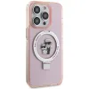 Karl Lagerfeld Ring Stand Karl & Choupette Hard Case Back Cover hoesje met MagSafe voor Apple iPhone 15 Pro Max - Roze 5