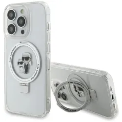 Karl Lagerfeld Ring Stand Karl & Choupette Hard Case Back Cover hoesje met MagSafe voor Apple iPhone 14 Pro - Wit