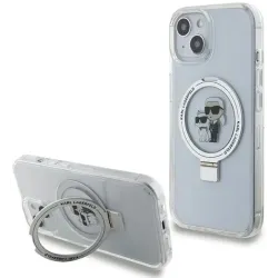 Karl Lagerfeld Ring Stand Karl & Choupette Hard Case Back Cover hoesje met MagSafe voor Apple iPhone 14 - Wit