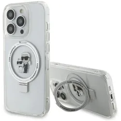 Karl Lagerfeld Ring Stand Karl & Choupette Hard Case Back Cover hoesje met MagSafe voor Apple iPhone 14 Pro Max - Wit