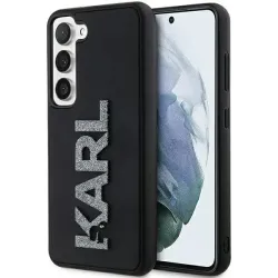 Karl Lagerfeld 3D Rubber Glitter Logo Back Cover hoesje voor Samsung Galaxy S23 - Zwart