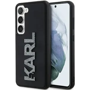 Karl Lagerfeld 3D Rubber Glitter Logo Back Cover hoesje voor Samsung Galaxy S24 - Zwart