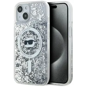 Karl Lagerfeld Liquid Glitter Choupette Head Back Cover hoesje met MagSafe voor Apple iPhone 14 - Transparant
