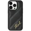 Karl Lagerfeld Diagonal Quilted Script Back Cover hoesje voor Apple iPhone 15 - Zwart