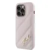 Karl Lagerfeld Diagonal Quilted Script Back Cover hoesje voor Apple iPhone 14 Pro - Roze 2
