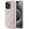 Karl Lagerfeld Diagonal Quilted Script Back Cover hoesje voor Apple iPhone 15 Pro - Roze