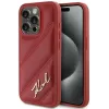 Karl Lagerfeld Diagonal Quilted Script Back Cover hoesje voor Apple iPhone 15 Pro - Rood