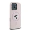 Karl Lagerfeld Silicone Karl & Choupette Heads Ring Back Cover hoesje met MagSafe voor Apple iPhone 16 Pro - Roze 2