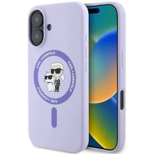 Karl Lagerfeld Silicone Karl & Choupette Heads Ring Back Cover hoesje met MagSafe voor Apple iPhone 16 Plus - Paars