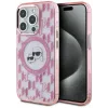 Karl Lagerfeld IML Monogram Karl & Choupette Head Back Cover hoesje met MagSafe voor Apple iPhone 15 Pro - Roze