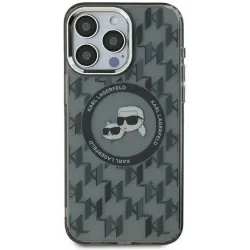 Karl Lagerfeld IML Monogram Karl & Choupette Head Back Cover hoesje met MagSafe voor Apple iPhone 15 Plus - Zwart