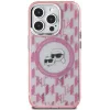 Karl Lagerfeld IML Monogram Karl & Choupette Head Back Cover hoesje met MagSafe voor Apple iPhone 15 Plus - Roze