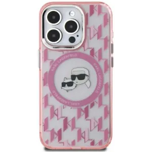 Karl Lagerfeld IML Monogram Karl & Choupette Head Back Cover hoesje met MagSafe voor Apple iPhone 15 Plus - Roze
