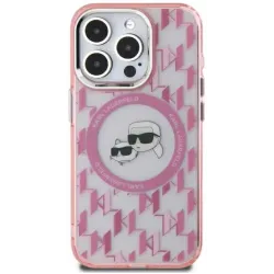 Karl Lagerfeld IML Monogram Karl & Choupette Head Back Cover hoesje met MagSafe voor Apple iPhone 15 - Roze