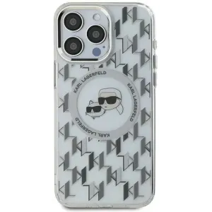 Karl Lagerfeld IML Monogram Karl & Choupette Head Back Cover hoesje met MagSafe voor Apple iPhone 16 Pro - Transparant