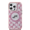 Karl Lagerfeld IML Monogram Karl & Choupette Head Back Cover hoesje met MagSafe voor Apple iPhone 15 Pro Max - Roze 2