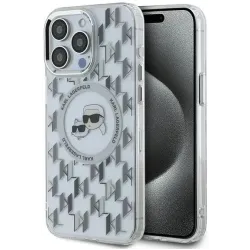 Karl Lagerfeld IML Monogram Karl & Choupette Head Back Cover hoesje met MagSafe voor Apple iPhone 15 Pro Max - Transparant