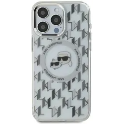 Karl Lagerfeld IML Monogram Karl & Choupette Head Back Cover hoesje met MagSafe voor Apple iPhone 16 Pro Max - Transparant