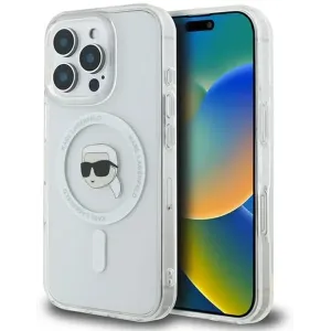 Karl Lagerfeld IML Metal Karl Head Back Cover hoesje met MagSafe voor Apple iPhone 16 Pro - Wit