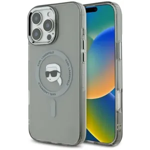 Karl Lagerfeld IML Metal Karl Head Back Cover hoesje met MagSafe voor Apple iPhone 16 Pro - Zwart