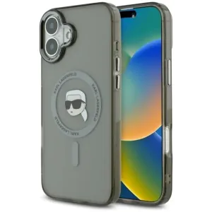 Karl Lagerfeld IML Metal Karl Head Back Cover hoesje met MagSafe voor Apple iPhone 16 - Zwart