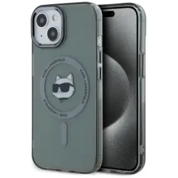 Karl Lagerfeld IML Metal Choupette Head Back Cover hoesje met MagSafe voor Apple iPhone 15 - Zwart
