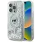 Karl Lagerfeld Liquid Glitter Choupette Head Back Cover hoesje met MagSafe voor Apple iPhone 16 Pro - Transparant