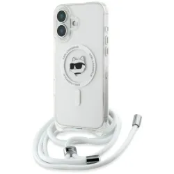 Karl Lagerfeld IML Choupette Head & Cord Back Cover hoesje met MagSafe voor Apple iPhone 16 - Transparant