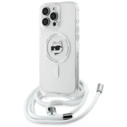 Karl Lagerfeld IML Choupette Head & Cord Back Cover hoesje met MagSafe voor Apple iPhone 16 Pro Max - Transparant