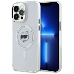 Karl Lagerfeld IML Metal Choupette Head Back Cover hoesje met MagSafe voor Apple iPhone 14 Pro Max - Wit