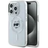 Karl Lagerfeld IML Metal Choupette Head Back Cover hoesje met MagSafe voor Apple iPhone 15 Pro - Wit