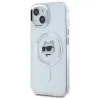 Karl Lagerfeld IML Metal Choupette Head Back Cover hoesje met MagSafe voor Apple iPhone 15 - Wit 2