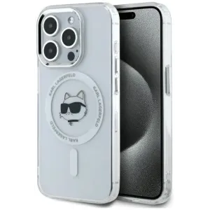 Karl Lagerfeld IML Metal Choupette Head Back Cover hoesje met MagSafe voor Apple iPhone 15 Pro Max - Wit
