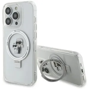 Karl Lagerfeld Ring Stand Karl & Choupette Hard Case Back Cover hoesje met MagSafe voor Apple iPhone 15 Pro - Wit