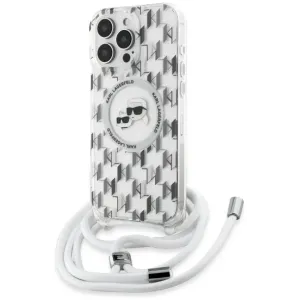Karl Lagerfeld IML Crossbody Monogram Karl & Choupette Head Back Cover hoesje met MagSafe voor Apple iPhone 16 Pro - Transparant