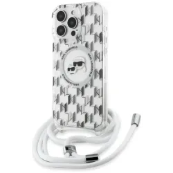 Karl Lagerfeld IML Crossbody Monogram Karl & Choupette Head Back Cover hoesje met MagSafe voor Apple iPhone 16 Pro Max - Transparant